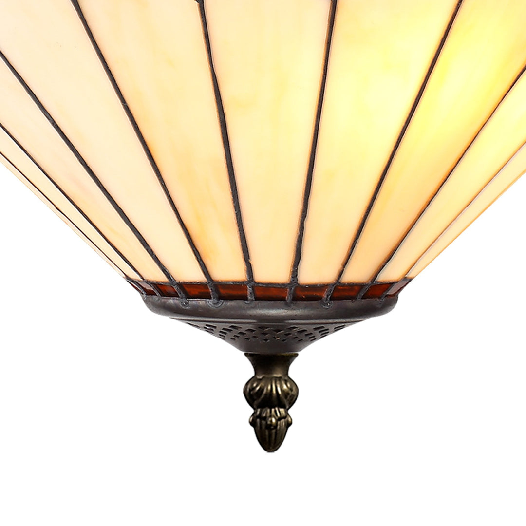 Nelson Lighting NLK02789 Umbrian 3 Light Up Lighter Pendant With 40cm Tiffany Shade Amber/Chrome/Antique Brass