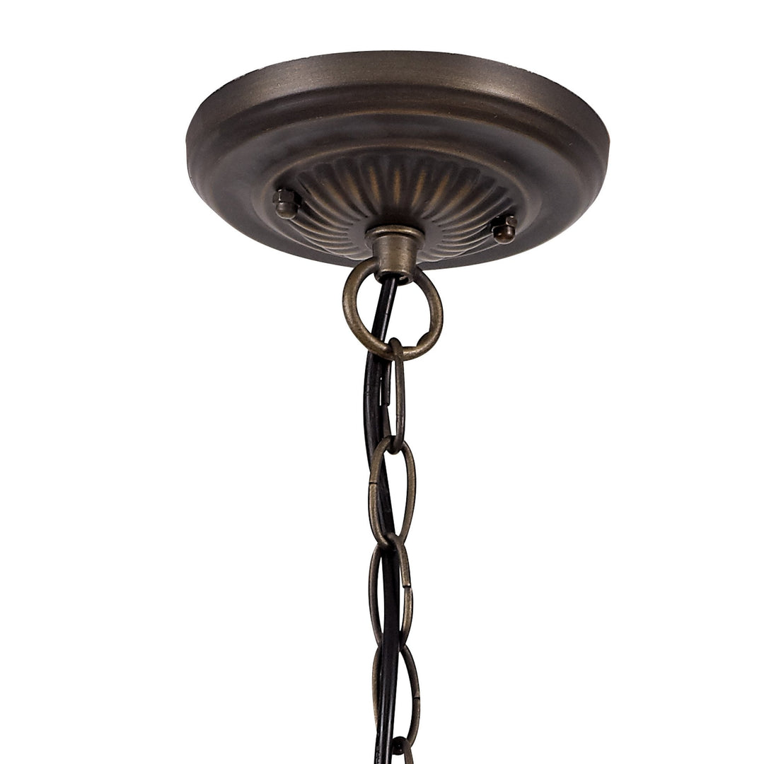 Nelson Lighting NLK02869 Umbrian 1 Light Down Lighter Pendant With 30cm Tiffany Shade Red/Chrome/Antique Brass