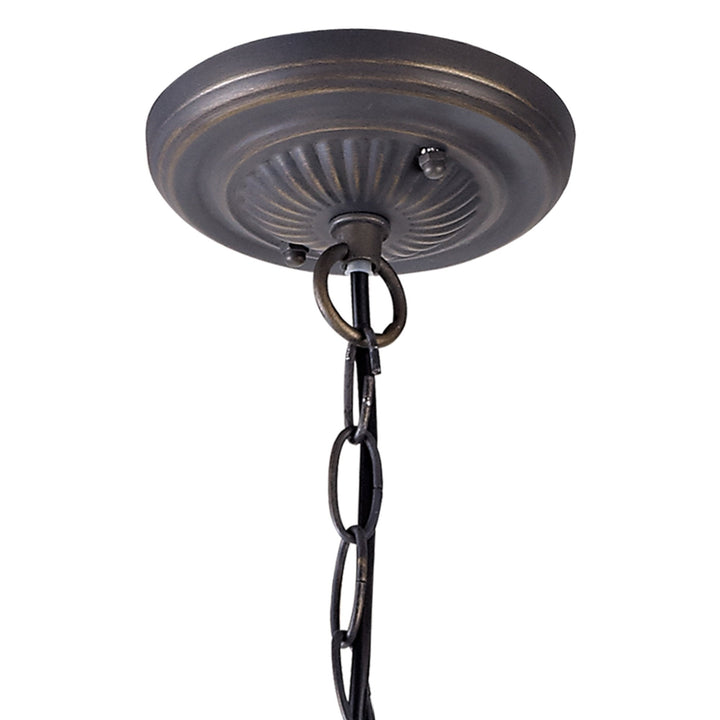 Nelson Lighting NLK02879 Umbrian 2 Light Down Lighter Pendant With 30cm Tiffany Shade Red/Chrome/Antique Brass