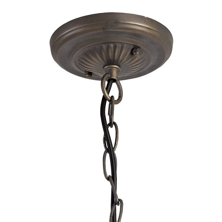 Nelson Lighting NLK02889 Umbrian 3 Light Down Lighter Pendant With 30cm Tiffany Shade Red/Chrome/Antique Brass