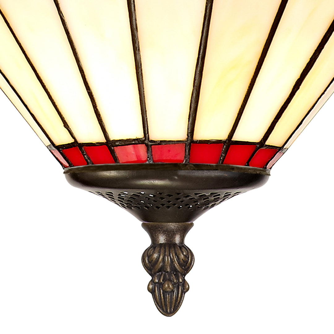 Nelson Lighting NLK02899 Umbrian 2 Light Semi Ceiling With 30cm Tiffany Shade Red/Chrome/Antique Brass