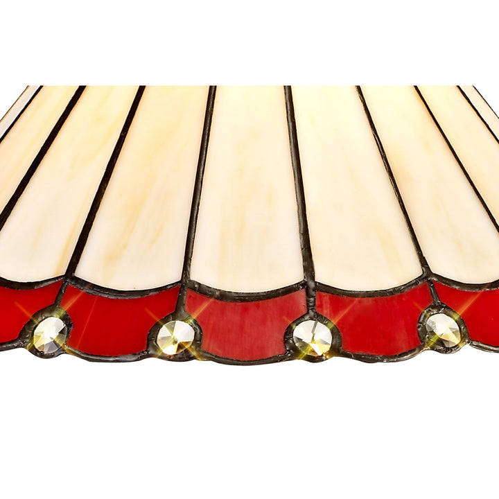 Nelson Lighting NLK02899 Umbrian 2 Light Semi Ceiling With 30cm Tiffany Shade Red/Chrome/Antique Brass