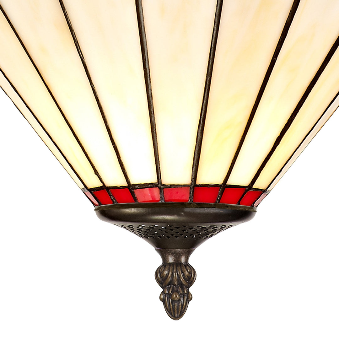 Nelson Lighting NLK02909 Umbrian 3 Light Semi Ceiling With 30cm Tiffany Shade Red/Chrome/Antique Brass