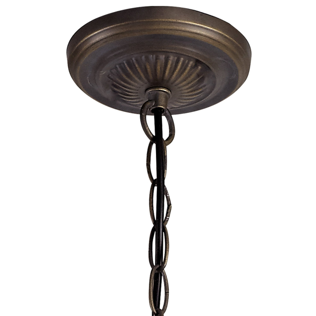 Nelson Lighting NLK02919 Umbrian 2 Light Up Lighter Pendant With 30cm Tiffany Shade Red/Chrome/Antique Brass