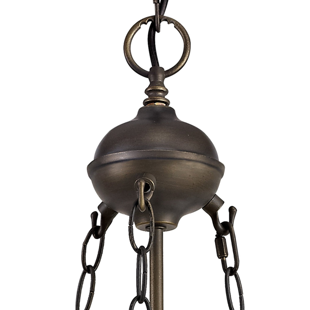 Nelson Lighting NLK02919 Umbrian 2 Light Up Lighter Pendant With 30cm Tiffany Shade Red/Chrome/Antique Brass