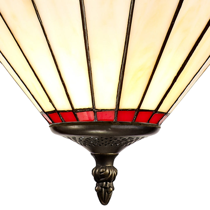 Nelson Lighting NLK02919 Umbrian 2 Light Up Lighter Pendant With 30cm Tiffany Shade Red/Chrome/Antique Brass