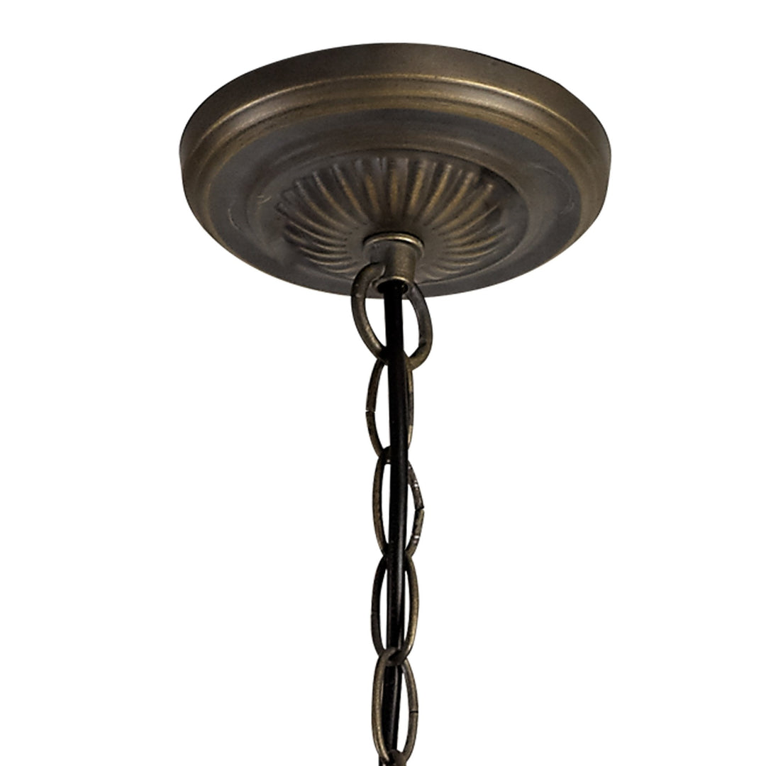 Nelson Lighting NLK02929 Umbrian 3 Light Up Lighter Pendant With 30cm Tiffany Shade Red/Chrome/Antique Brass