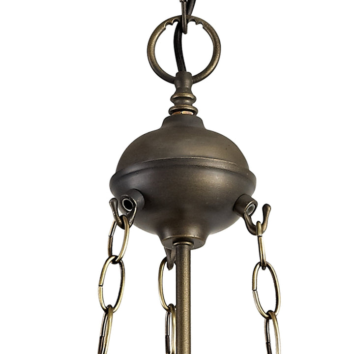 Nelson Lighting NLK02929 Umbrian 3 Light Up Lighter Pendant With 30cm Tiffany Shade Red/Chrome/Antique Brass