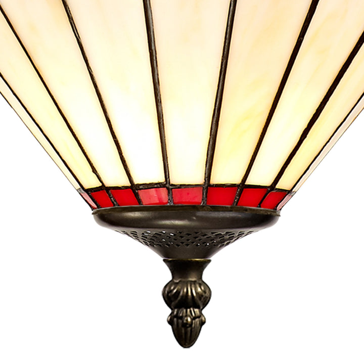 Nelson Lighting NLK02929 Umbrian 3 Light Up Lighter Pendant With 30cm Tiffany Shade Red/Chrome/Antique Brass