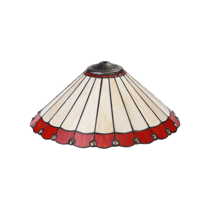 Nelson Lighting NLK02959 Umbrian 2 Light Octagonal Table Lamp With 40cm Tiffany Shade Red/Chrome/Antique Brass