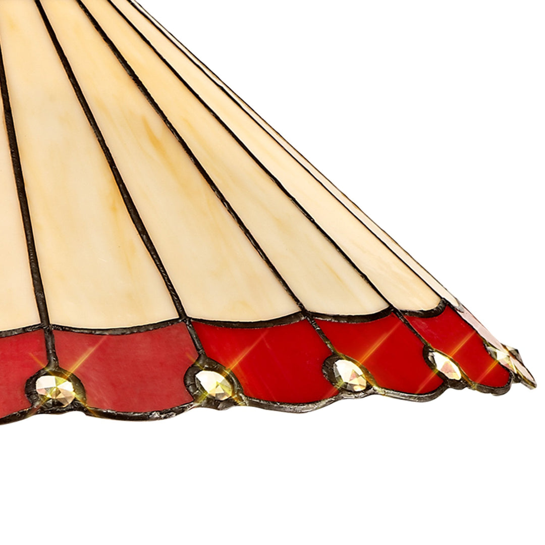 Nelson Lighting NLK02969 Umbrian | 1 Light Down Lighter Pendant | Tiffany Shade Red/Aged Antique Brass