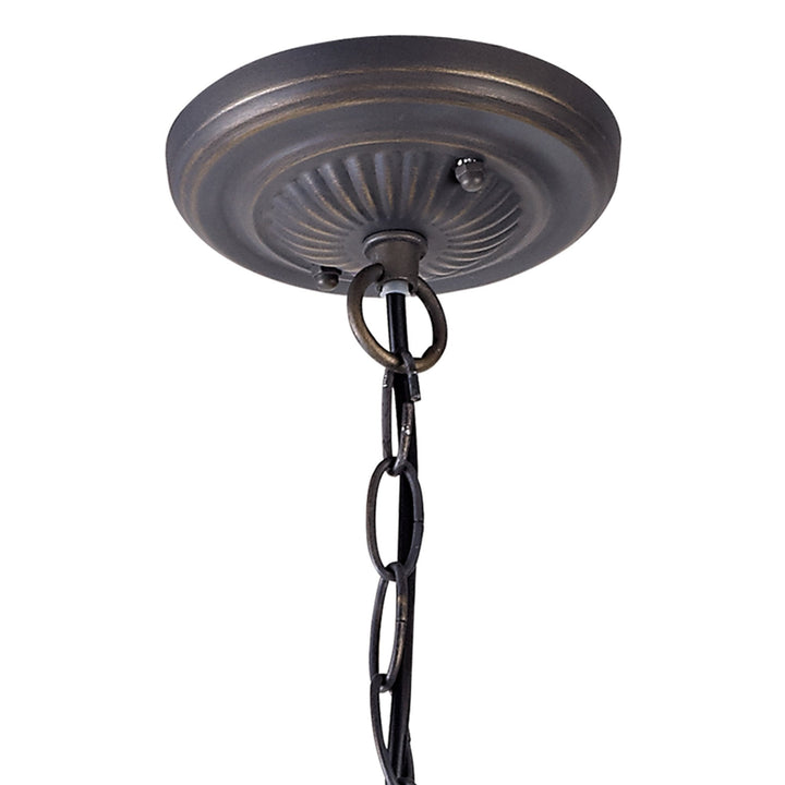 Nelson Lighting NLK02979 Umbrian 2 Light Down Lighter Pendant With 40cm Tiffany Shade Red/Chrome/Antique Brass