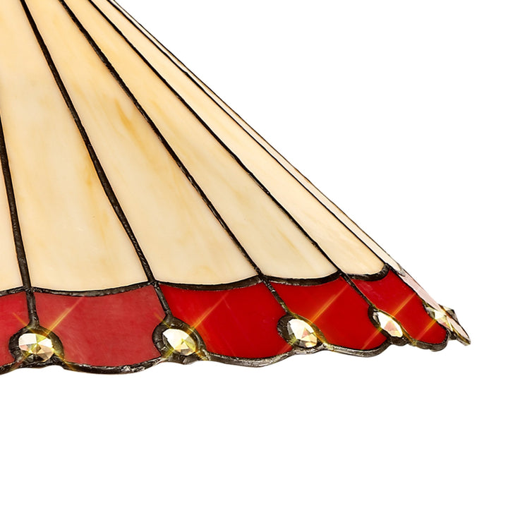 Nelson Lighting NLK02979 Umbrian 2 Light Down Lighter Pendant With 40cm Tiffany Shade Red/Chrome/Antique Brass