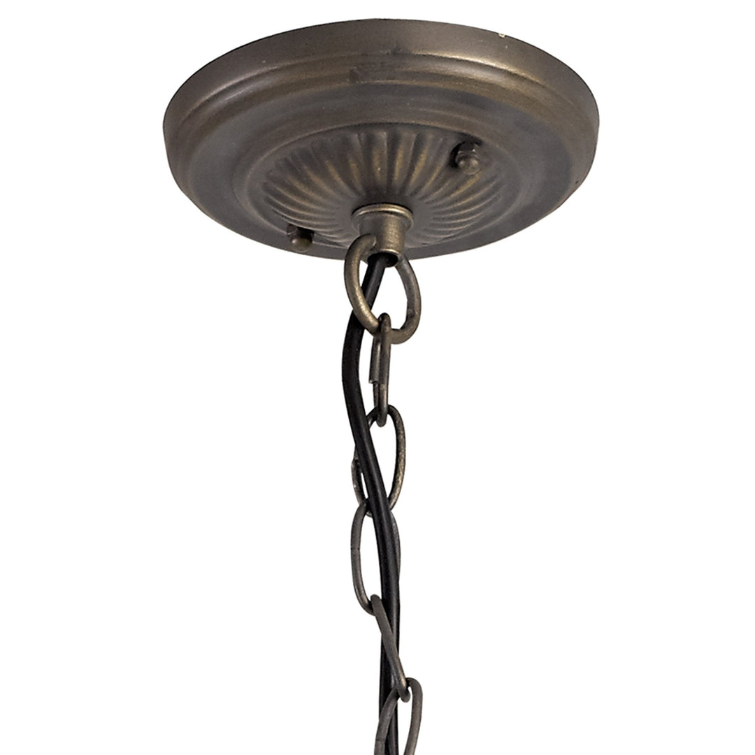 Nelson Lighting NLK02989 Umbrian 3 Light Down Lighter Pendant With 40cm Tiffany Shade Red/Chrome/Antique Brass