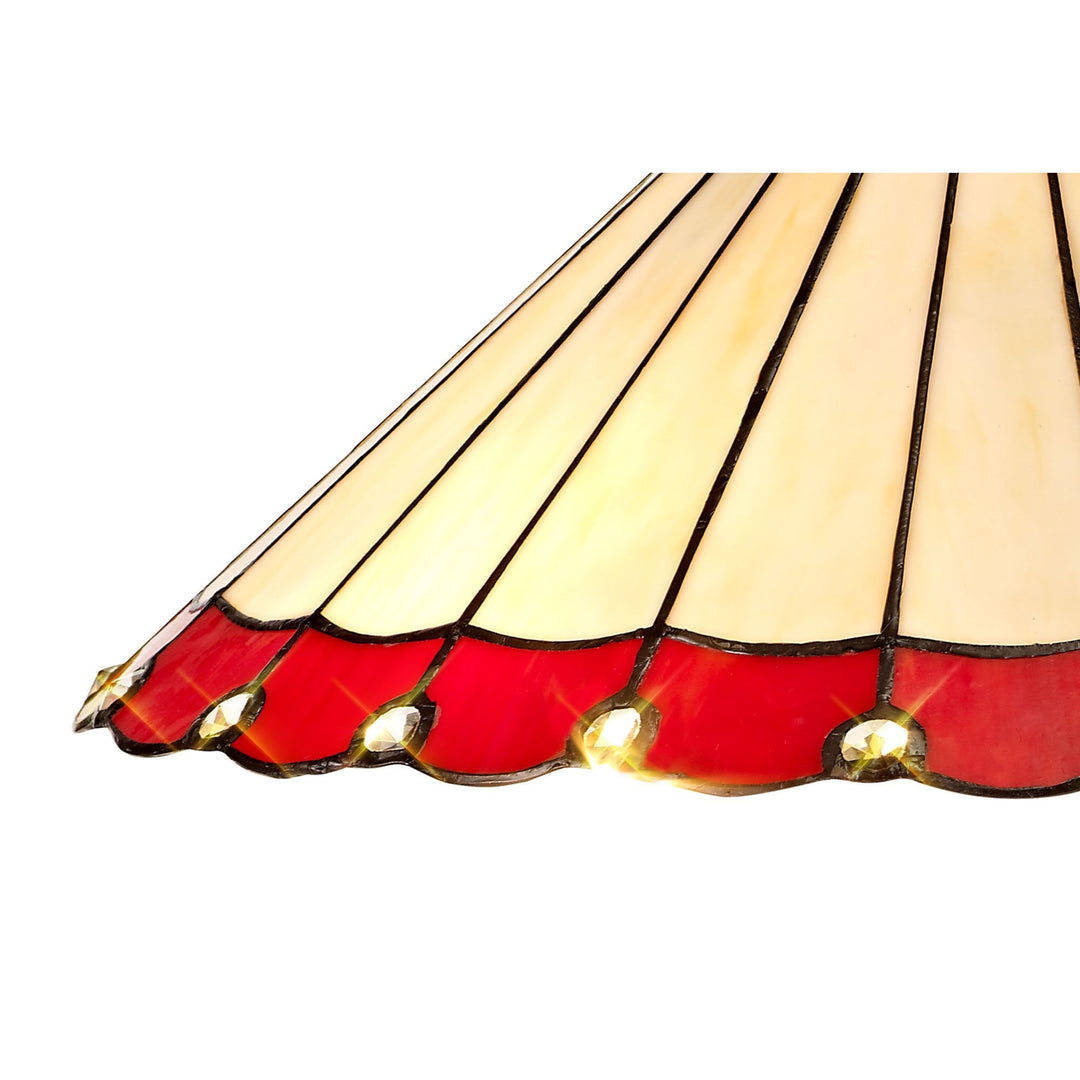 Nelson Lighting NLK02999 Umbrian 3 Light Semi Ceiling With 40cm Tiffany Shade Red/Chrome/Antique Brass