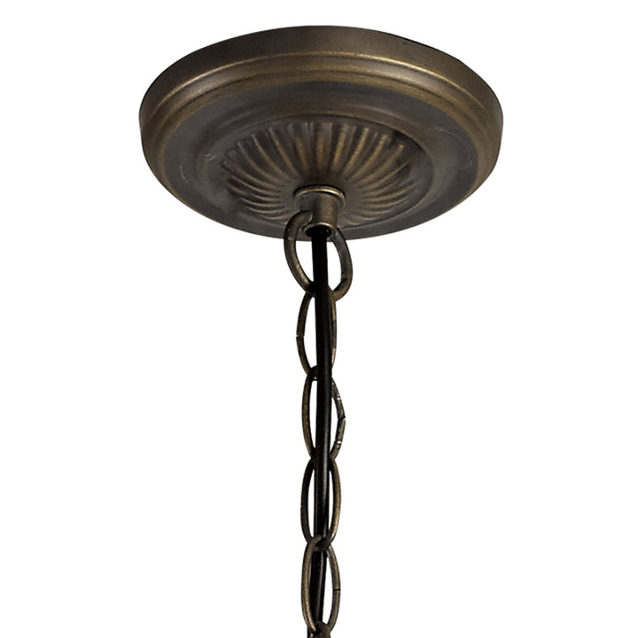 Nelson Lighting NLK03009 Umbrian 3 Light Up Lighter Pendant With 40cm Tiffany Shade Red/Chrome/Antique Brass