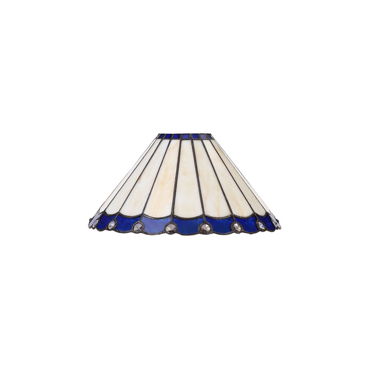 Nelson Lighting NLK03079 Umbrian 1 Light Octagonal Table Lamp With 30cm Tiffany Shade Blue/Chrome/Antique Brass