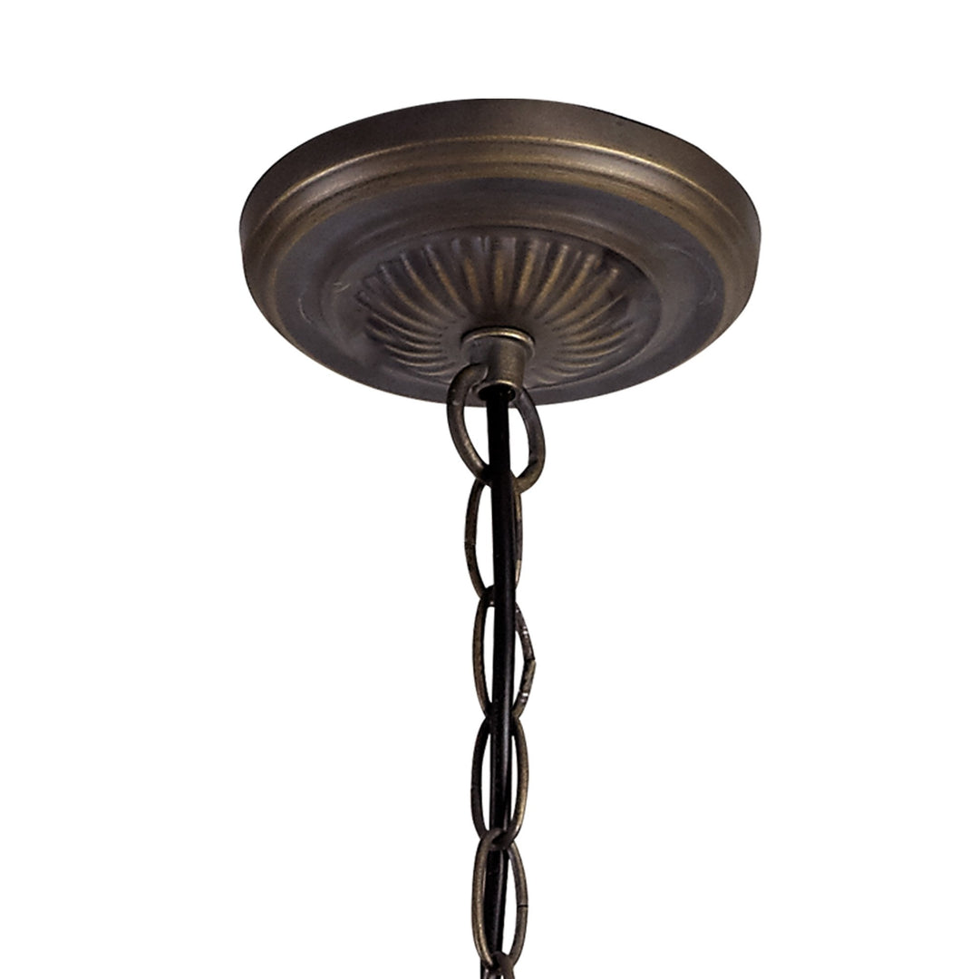 Nelson Lighting NLK03139 Umbrian 2 Light Up Lighter Pendant With 30cm Tiffany Shade Blue/Chrome/Antique Brass