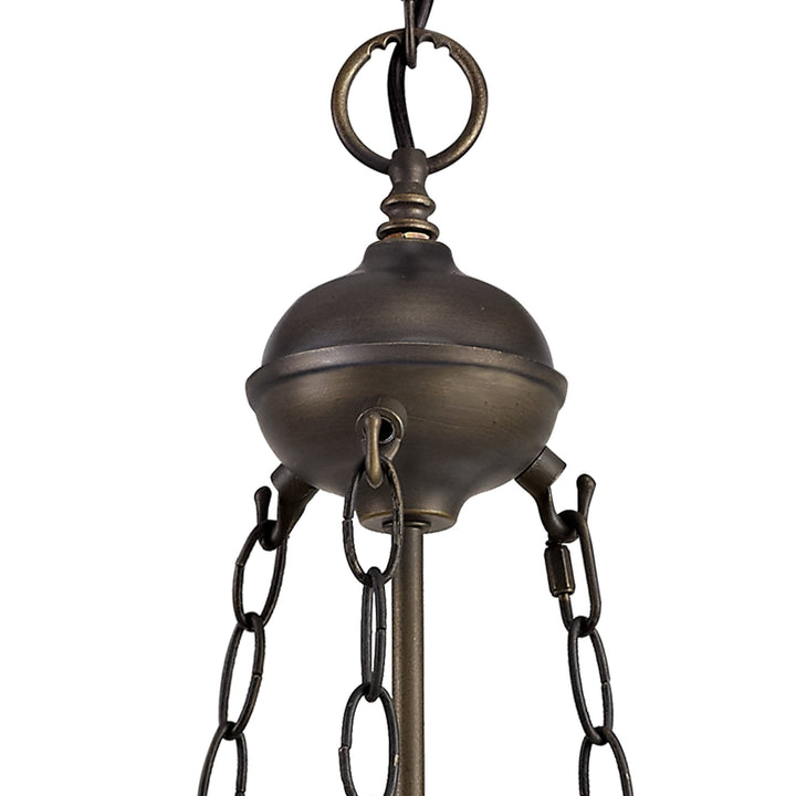 Nelson Lighting NLK03139 Umbrian 2 Light Up Lighter Pendant With 30cm Tiffany Shade Blue/Chrome/Antique Brass