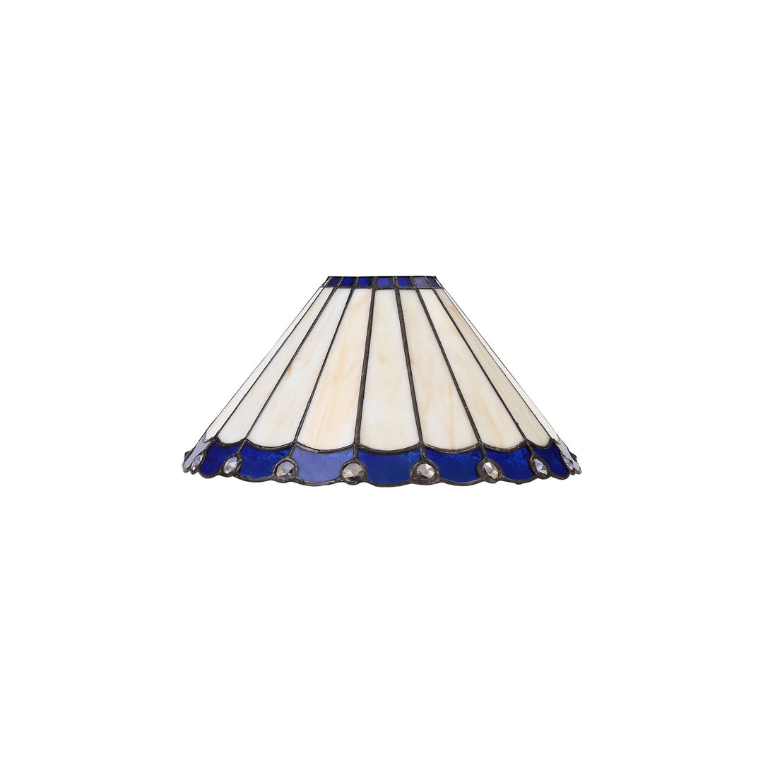 Nelson Lighting NLK03139 Umbrian 2 Light Up Lighter Pendant With 30cm Tiffany Shade Blue/Chrome/Antique Brass