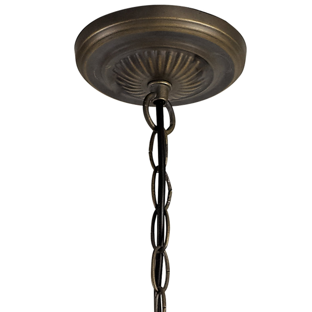 Nelson Lighting NLK03149 Umbrian 3 Light Up Lighter Pendant With 30cm Tiffany Shade Blue/Chrome/Antique Brass