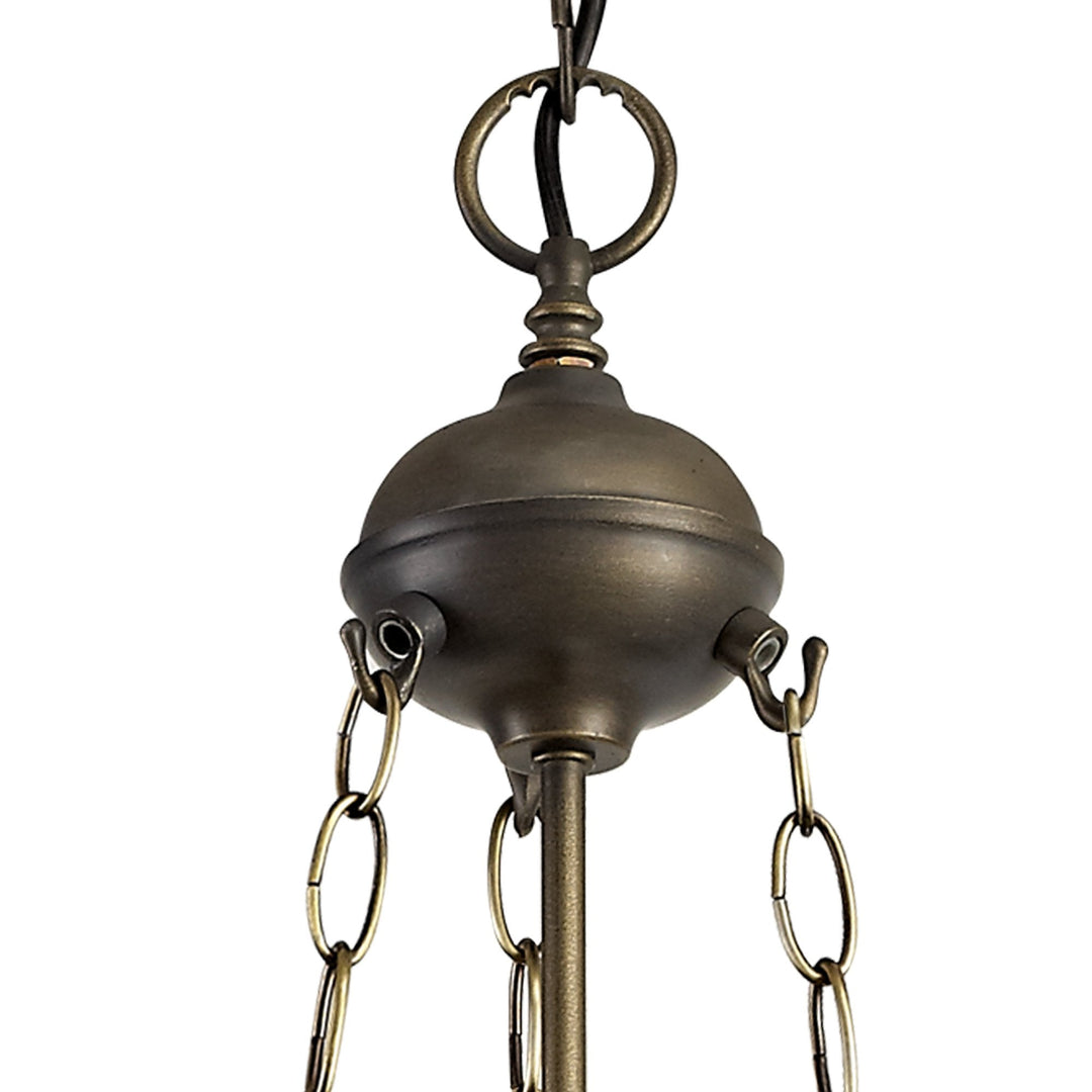 Nelson Lighting NLK03149 Umbrian 3 Light Up Lighter Pendant With 30cm Tiffany Shade Blue/Chrome/Antique Brass