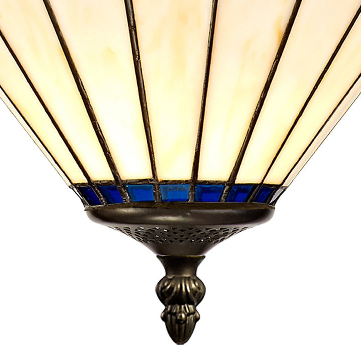 Nelson Lighting NLK03149 Umbrian 3 Light Up Lighter Pendant With 30cm Tiffany Shade Blue/Chrome/Antique Brass