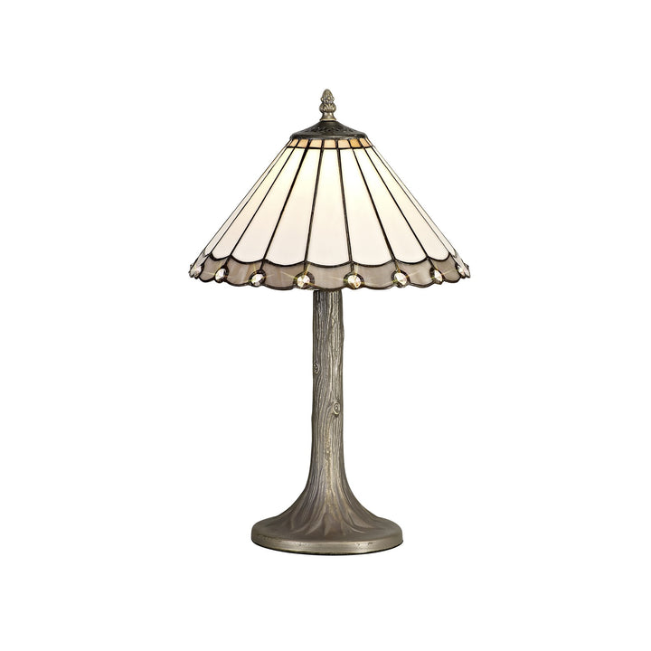 Nelson Lighting NLK03279 Umbrian 1 Light Tree Like Table Lamp With 30cm Tiffany Shade Grey/Chrome/Antique Brass