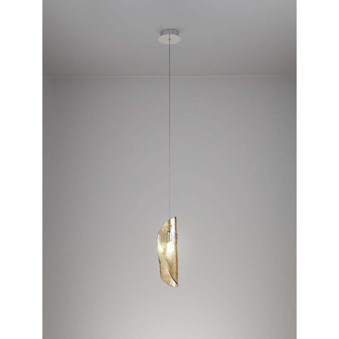 Nelson Lighting NL81909 Wish Pendant 1 Light Polished Chrome/Amber Glass