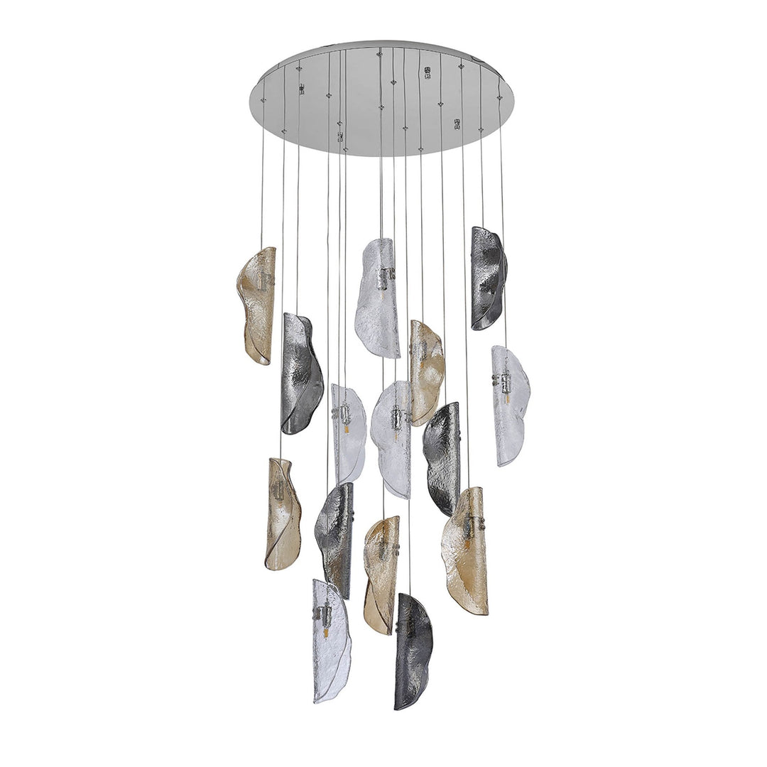 Nelson Lighting NL91389 Waldolf 15 Light Pendant Polished Chrome Glass