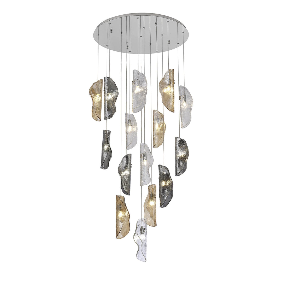 Nelson Lighting NL91389 Waldolf 15 Light Pendant Polished Chrome Glass