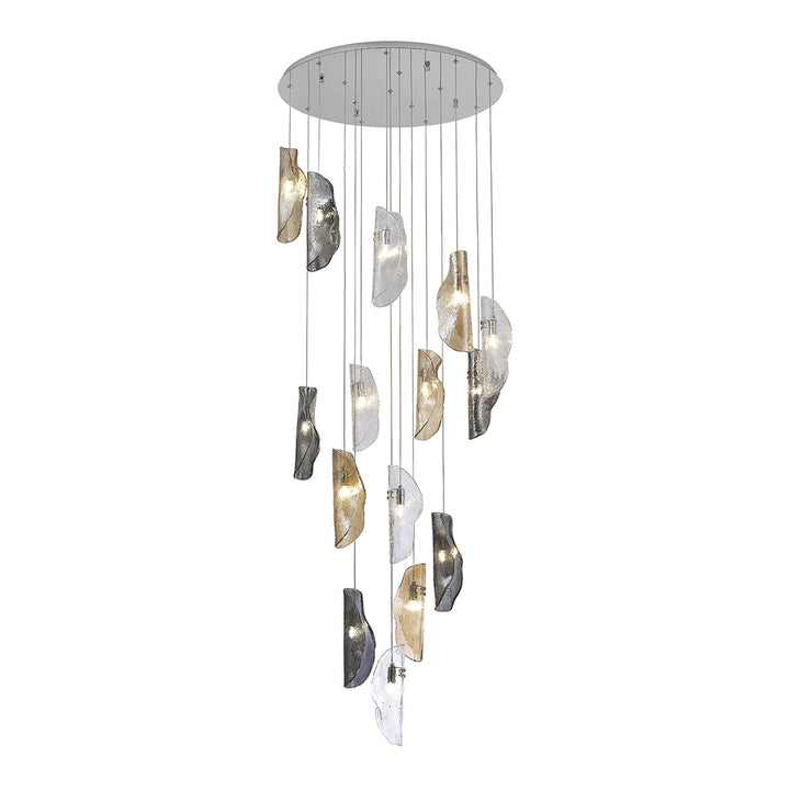 Nelson Lighting NL91389 Waldolf 15 Light Pendant Polished Chrome Glass