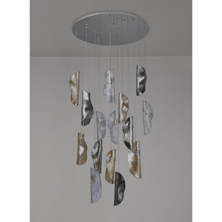 Nelson Lighting NL91389 Waldolf 15 Light Pendant Polished Chrome Glass