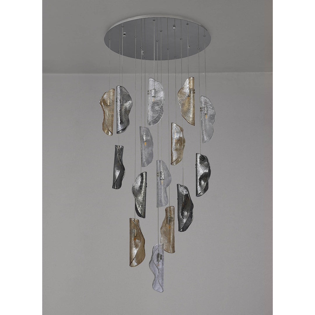 Nelson Lighting NL91389 Waldolf 15 Light Pendant Polished Chrome Glass