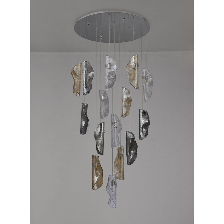 Nelson Lighting NL91389 Waldolf 15 Light Pendant Polished Chrome Glass