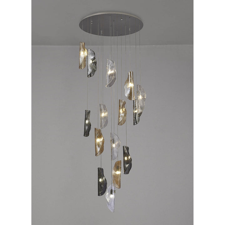 Nelson Lighting NL91389 Waldolf 15 Light Pendant Polished Chrome Glass