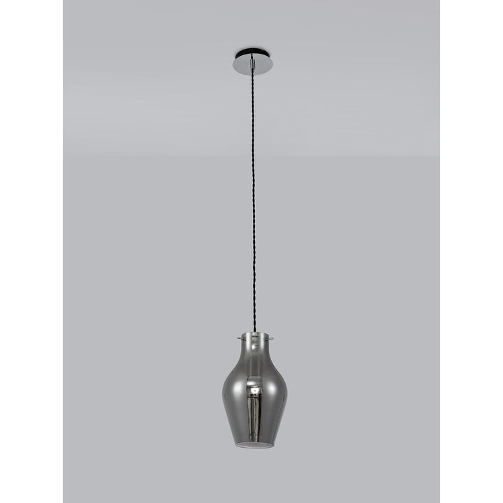 Nelson Lighting NL84149 Zen Pendant 17cm Round Chrome & Smoke