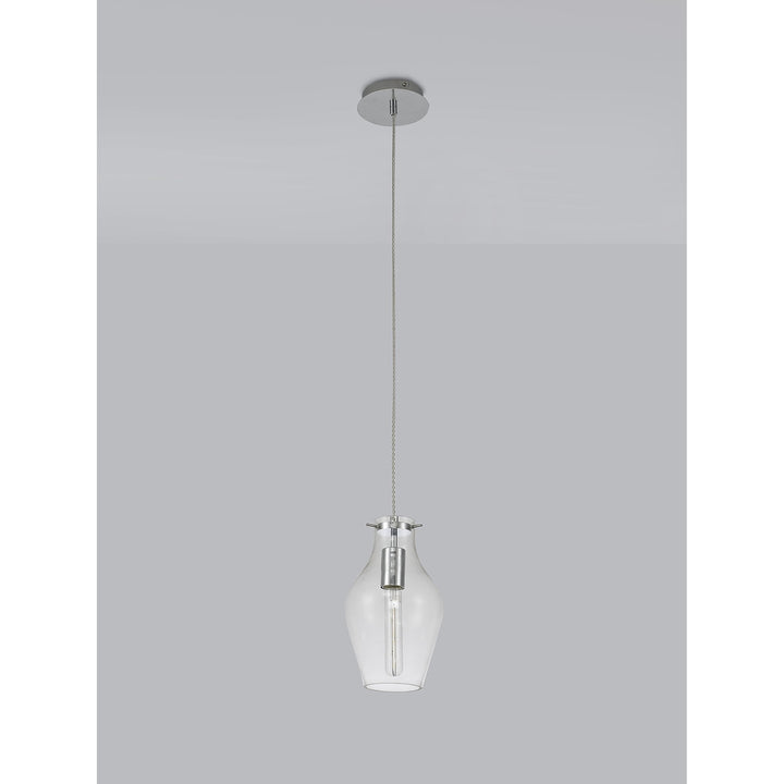 Nelson Lighting NL84179 Zen Pendant 17cm Round Chrome & Clear