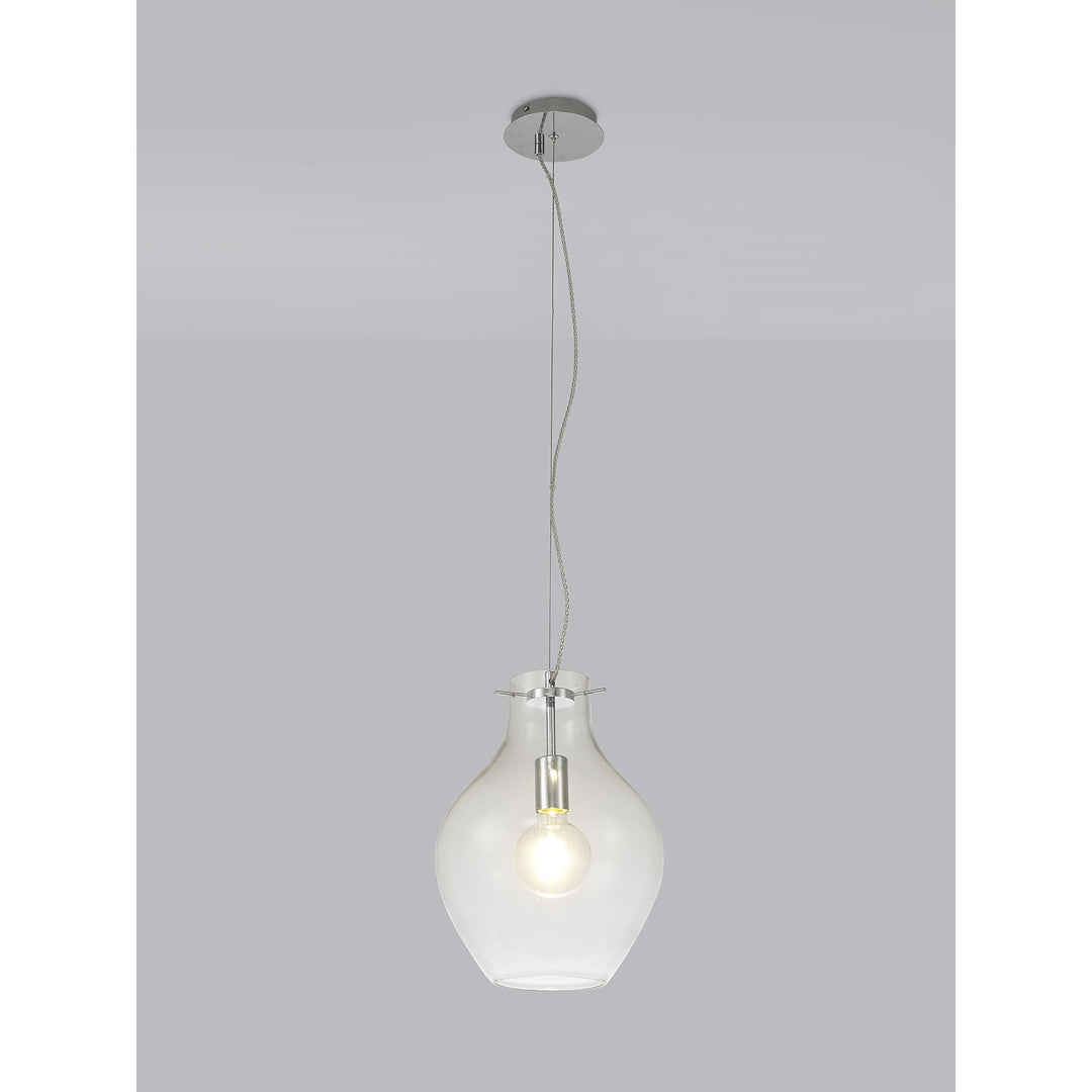 Nelson Lighting NL84189 Zen Pendant 28cm Round Chrome & Clear