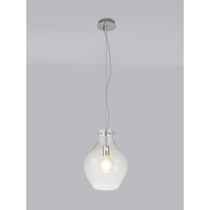 Nelson Lighting NL84189 Zen Pendant 28cm Round Chrome & Clear