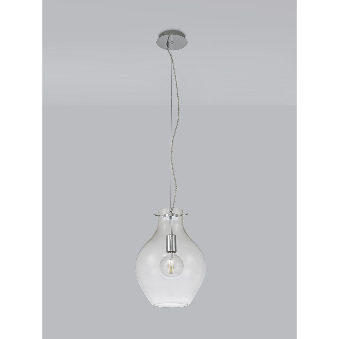 Nelson Lighting NL84189 Zen Pendant 28cm Round Chrome & Clear