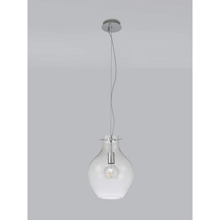 Nelson Lighting NL84189 Zen Pendant 28cm Round Chrome & Clear