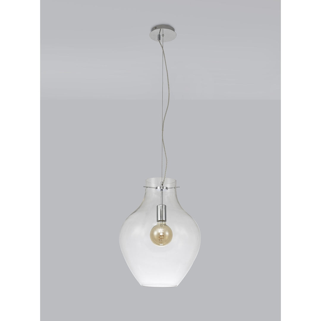 Nelson Lighting NL84199 Zen Pendant 38cm Round Chrome & Clear