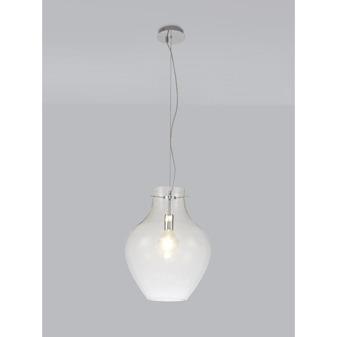 Nelson Lighting NL84199 Zen Pendant 38cm Round Chrome & Clear