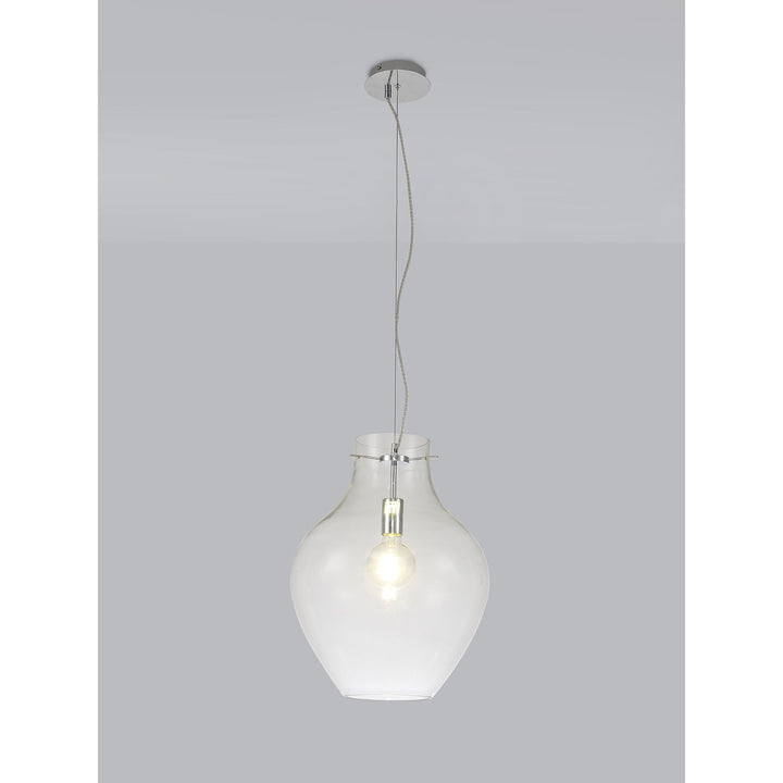 Nelson Lighting NL84199 Zen Pendant 38cm Round Chrome & Clear