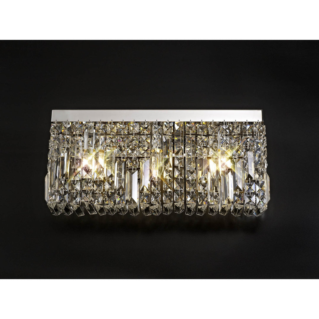 Nelson Lighting NL78129 Zian 50x24cm Rectangular Large Wall Lamp 3 Light Polished Chrome/Crystal