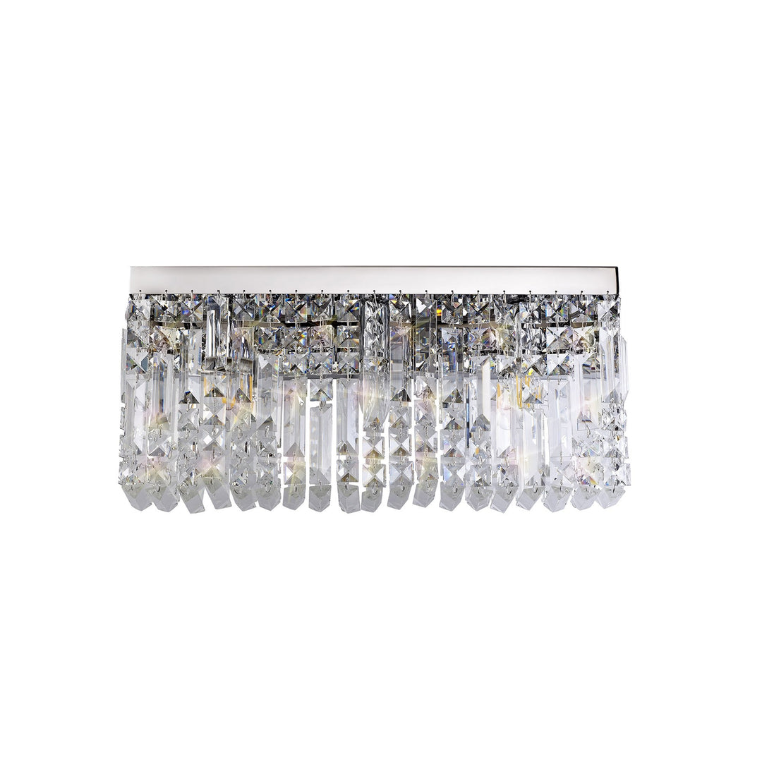 Nelson Lighting NL78129 Zian 50x24cm Rectangular Large Wall Lamp 3 Light Polished Chrome/Crystal