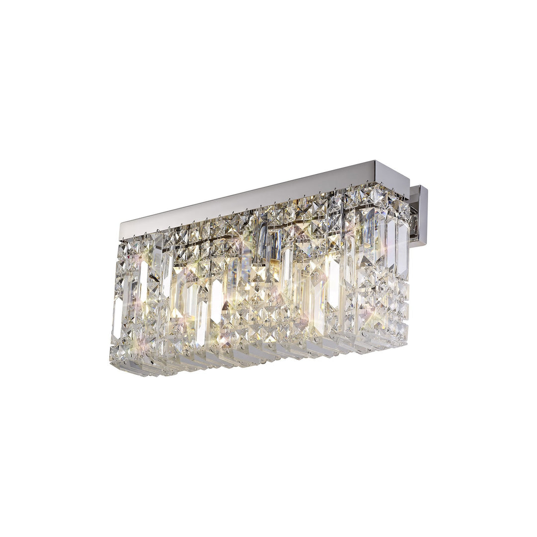 Nelson Lighting NL78129 Zian 50x24cm Rectangular Large Wall Lamp 3 Light Polished Chrome/Crystal