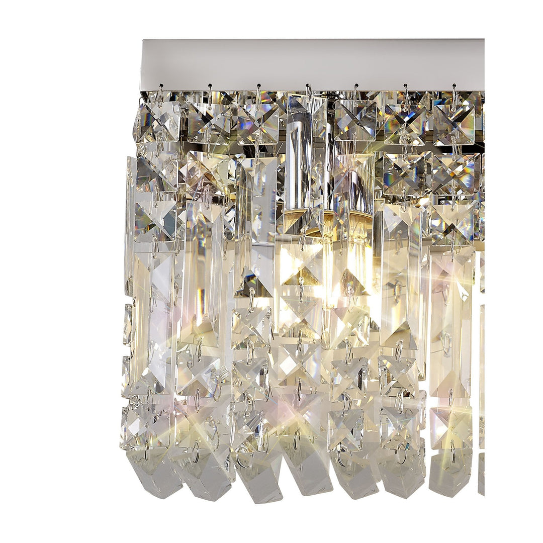 Nelson Lighting NL78129 Zian 50x24cm Rectangular Large Wall Lamp 3 Light Polished Chrome/Crystal