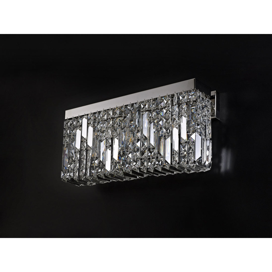 Nelson Lighting NL78129 Zian 50x24cm Rectangular Large Wall Lamp 3 Light Polished Chrome/Crystal